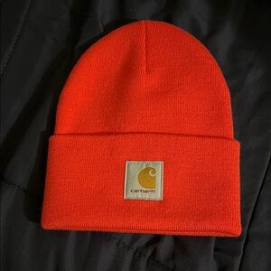 Carhartt Coral Orange Cuffed Beanie with Logo Patch
